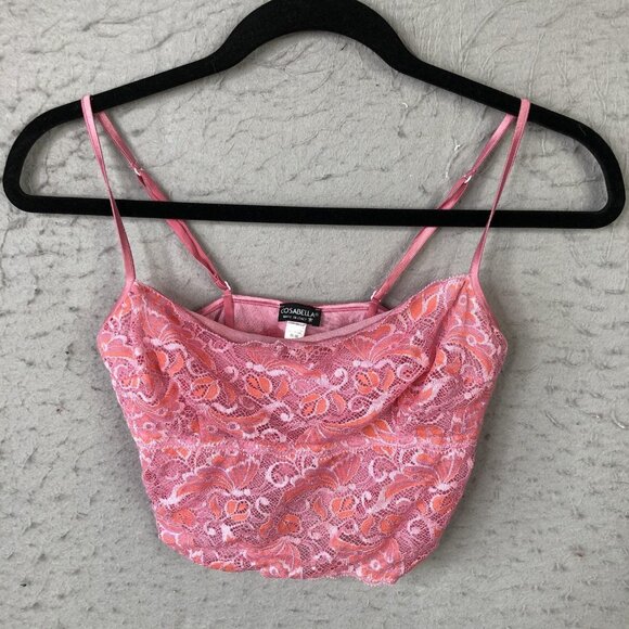 Cosabella Tops - Cosabella Lace Bralette Womens M Pink Orange Floral Camisole Milkmaid Italy Y2K